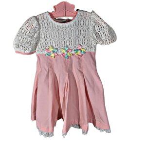 Vintage Pastel Crocheted Pleated Dress 2T